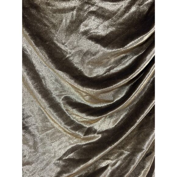 PatBO Metallic Velvet Mini Dress Size 10 Gold V Neck Womens Dress Empire Waist - Picture 9 of 14